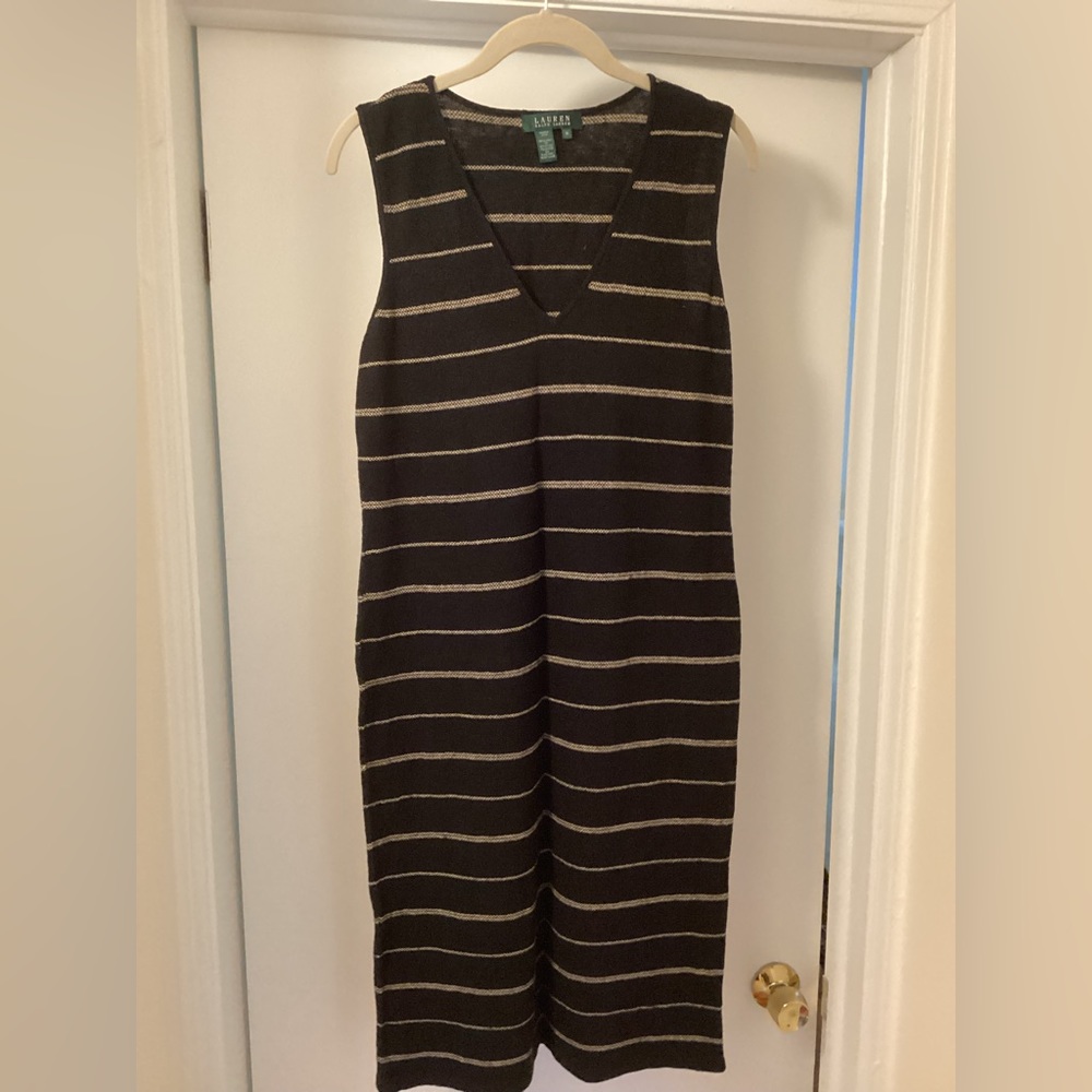 Ralph Lauren size M 83% linen sleeveless mid length dress